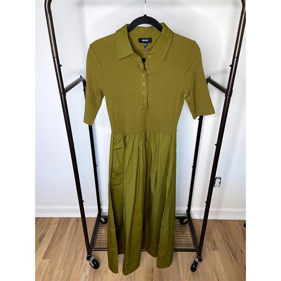 Me+Em Mixed Media Shirt Collar Maxi Dress size US 4 - Picture 4 of 7